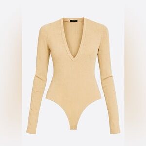 Goldsign Deep V Ribbed Bodysuit Size Small